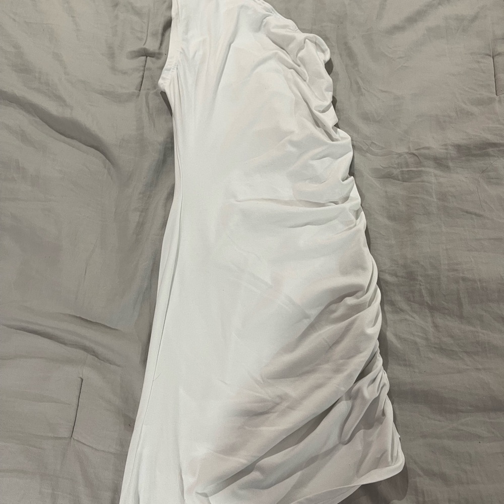 SHEIN White Ruched Midi Dress